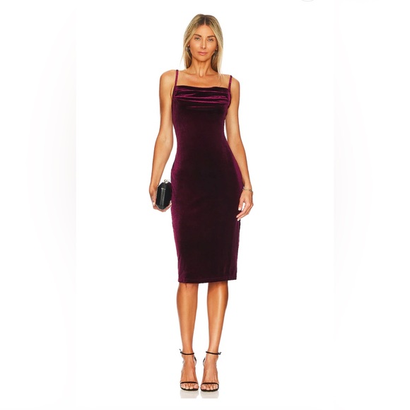 1. State Dresses & Skirts - Revolve 1. STATE Bias Velvet Midi Slip Dress in Port